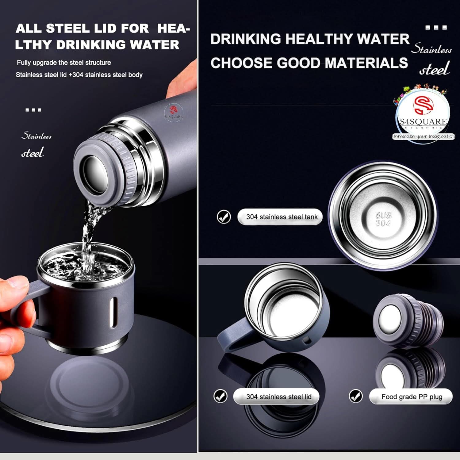 Vacuum Flask Set Drinking Water Bottle - Image 5