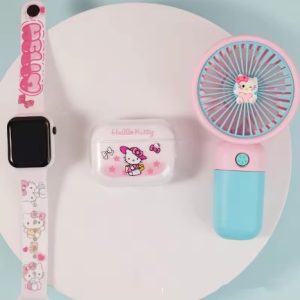 3-in-1 combo set: Hand fan + TWS wireless earbuds + digital watch