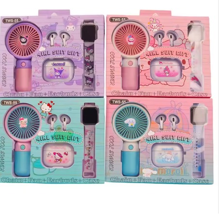 3-in-1 combo set: Hand fan + TWS wireless earbuds + digital watch - Image 3